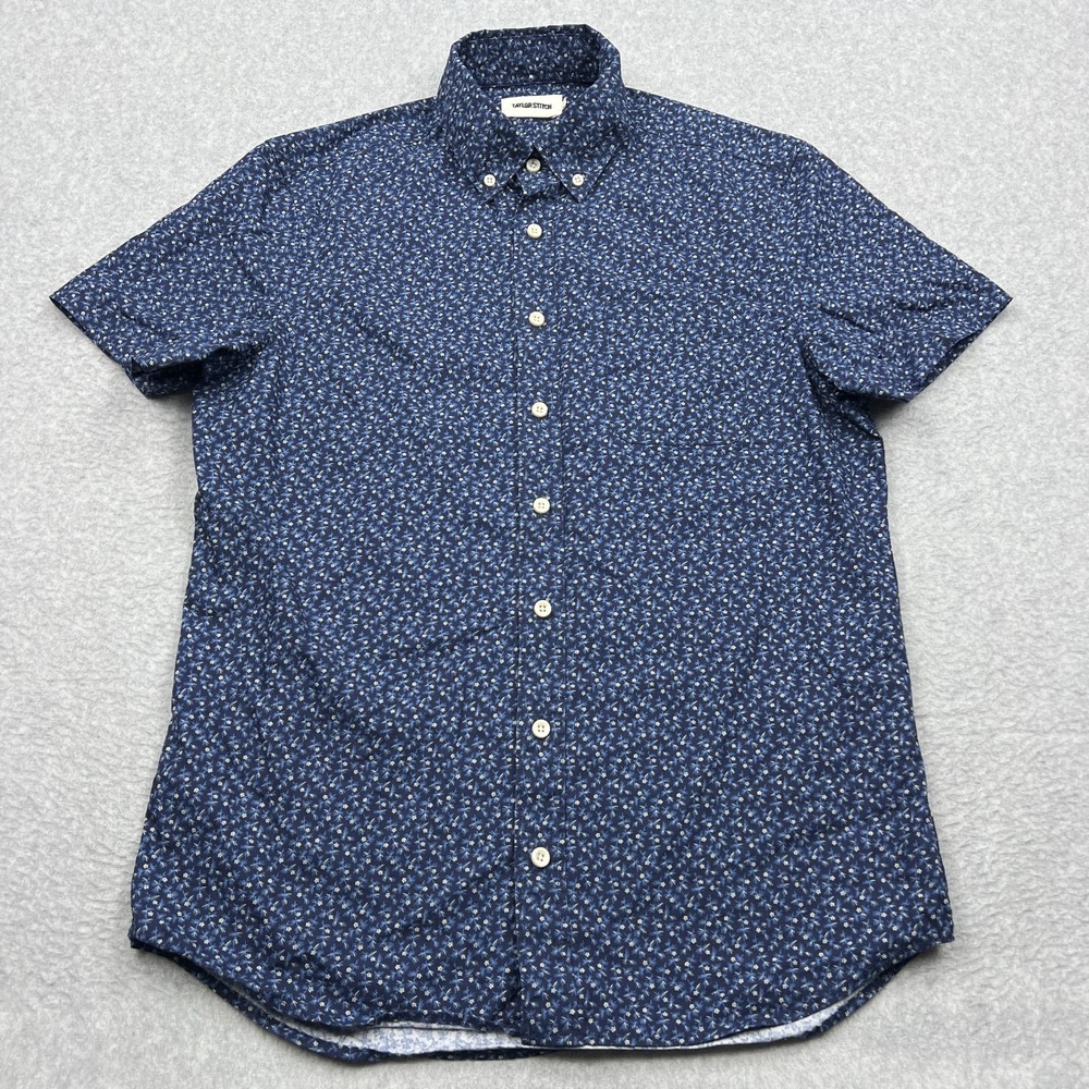 Taylor Stitch The Jack Short Sleeve Shirt Men's 38 Blue Falling Floral Button Up